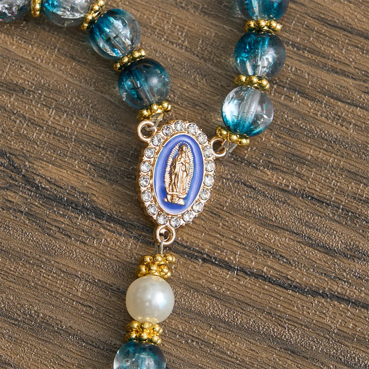 FREE Today: Blue Crackle Glass Bead Rosary for Daily Marian Devotion - image 7