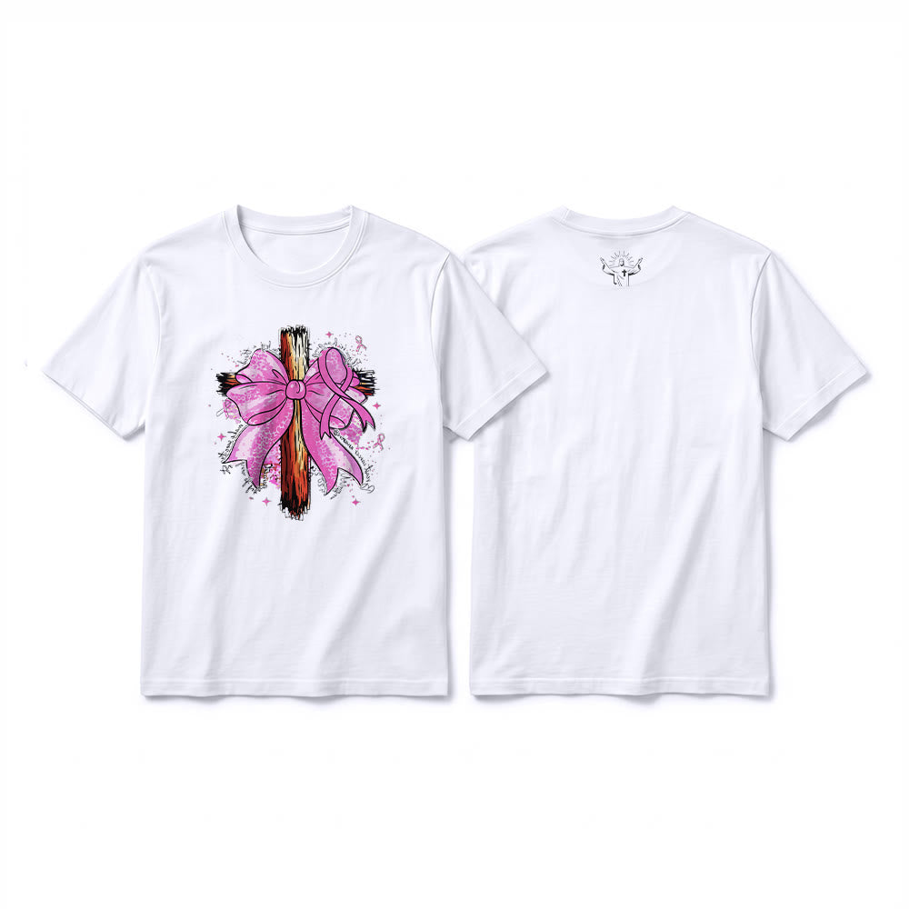 Christianartworkshop Cross with Ribbon & Bow Premium Short Sleeve T-Shirt - White - 2XL - image 16