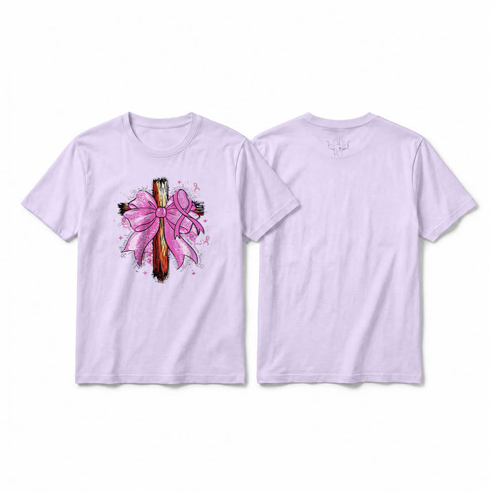 Christianartworkshop Cross with Ribbon & Bow Premium Short Sleeve T-Shirt - Purple - 2XL - image 13