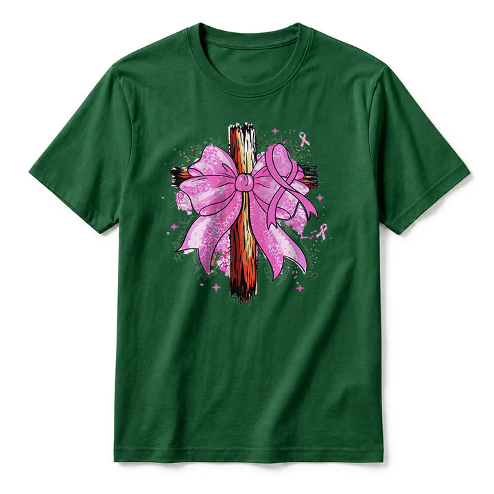 Christianartworkshop Cross with Ribbon & Bow Premium Short Sleeve T-Shirt - image 2