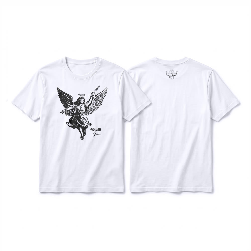 Christianartworkshop "Engraved Joshua" Warrior Angel Premium Short Sleeve T-Shirt - White - 2XL - image 1