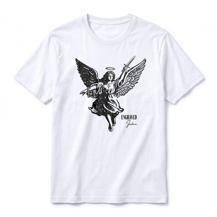 Christianartworkshop "Engraved Joshua" Warrior Angel Premium Short Sleeve T-Shirt - image 2