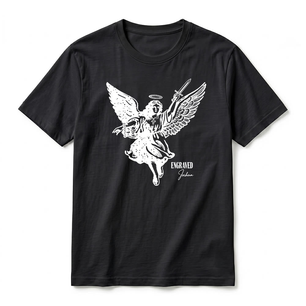 Christianartworkshop "Engraved Joshua" Warrior Angel Premium Short Sleeve T-Shirt - image 14