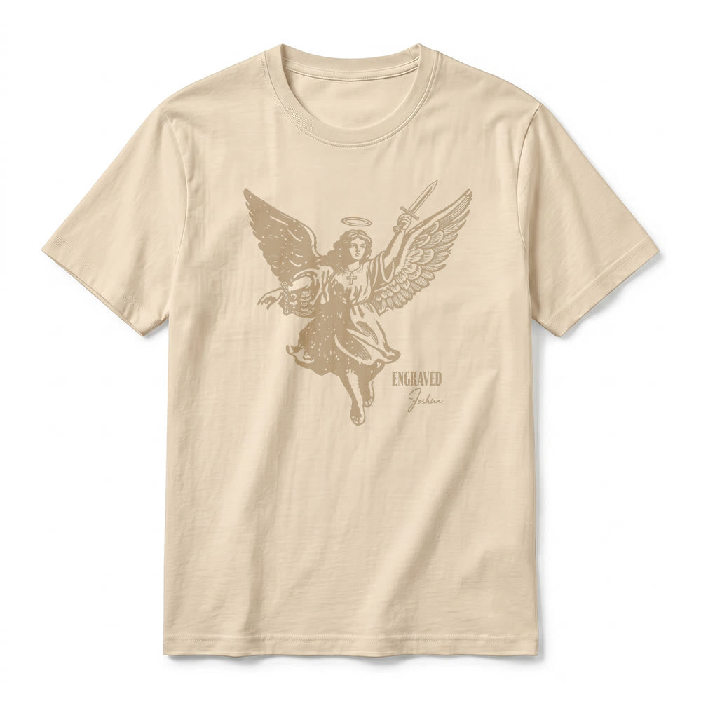 Christianartworkshop "Engraved Joshua" Warrior Angel Premium Short Sleeve T-Shirt - image 11