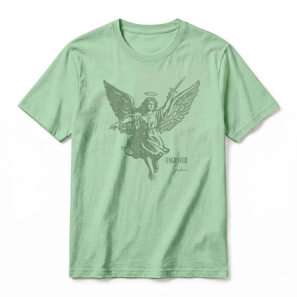 Christianartworkshop "Engraved Joshua" Warrior Angel Premium Short Sleeve T-Shirt - image 23
