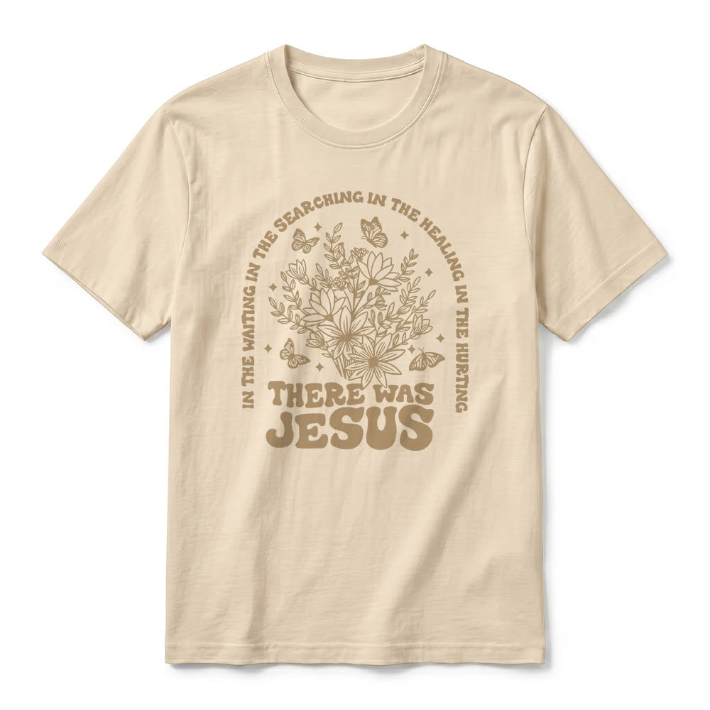 Christianartworkshop "There Was Jesus" Floral & Butterfly Premium Short Sleeve T-Shirt - image 11