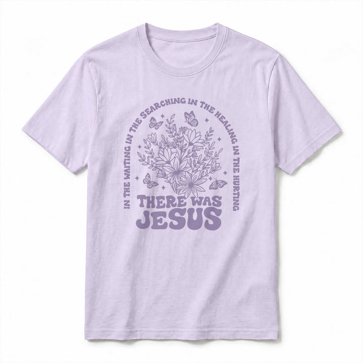 Christianartworkshop "There Was Jesus" Floral & Butterfly Premium Short Sleeve T-Shirt - image 17