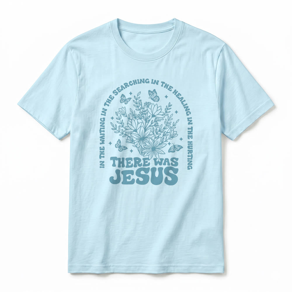 Christianartworkshop "There Was Jesus" Floral & Butterfly Premium Short Sleeve T-Shirt - image 8