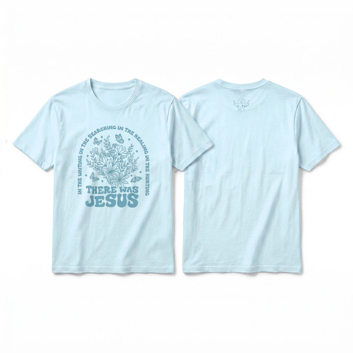 Christianartworkshop "There Was Jesus" Floral & Butterfly Premium Short Sleeve T-Shirt - Blue - 2XL - image 7
