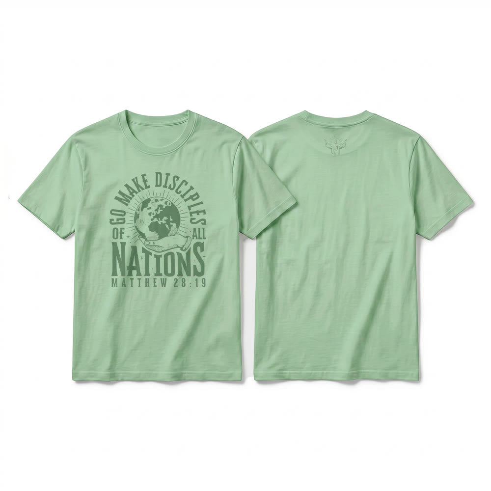 Christianartworkshop "Go Make Disciples of All Nations Matthew 28:19" Premium Short Sleeve T-Shirt - Light Green - 2XL - image 22