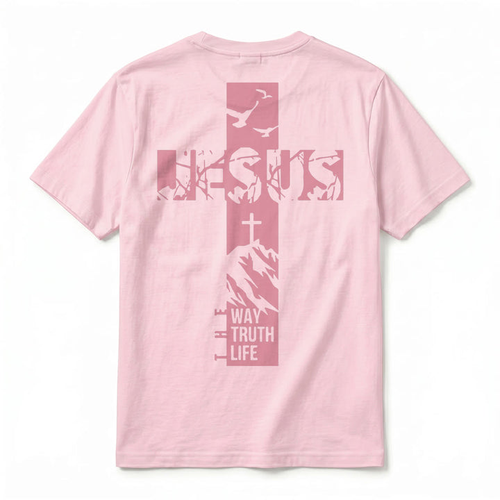 Christianartworkshop "JESUS" Mountain Cross Premium Short Sleeve T-Shirt - image 27