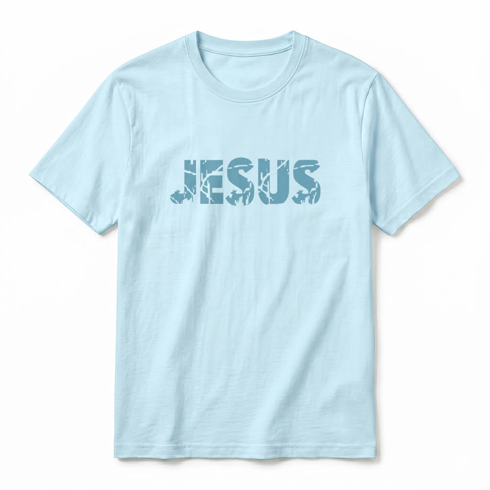 Christianartworkshop "JESUS" Mountain Cross Premium Short Sleeve T-Shirt - image 14