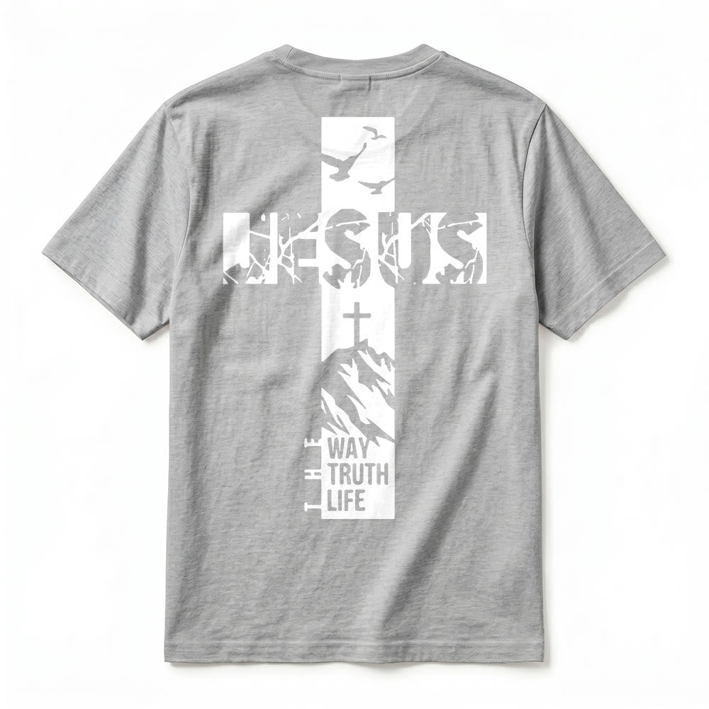 Christianartworkshop "JESUS" Mountain Cross Premium Short Sleeve T-Shirt - image 21