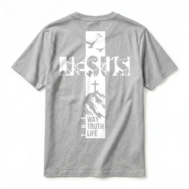 Christianartworkshop "JESUS" Mountain Cross Premium Short Sleeve T-Shirt - image 21