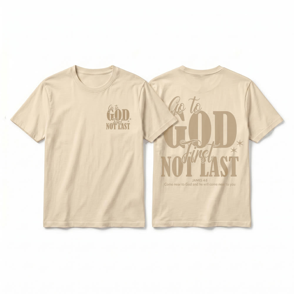 Christianartworkshop "Go to God First" Faith Reminder Premium Short Sleeve T-Shirt - Beige - 2XL - image 4