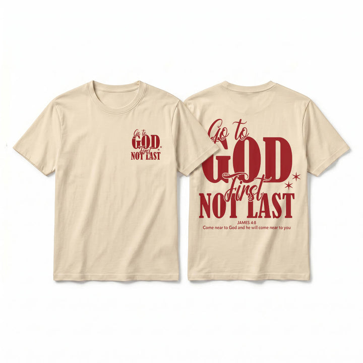 Christianartworkshop "Go to God First" Faith Reminder Premium Short Sleeve T-Shirt - Beige&Red - 2XL - image 7