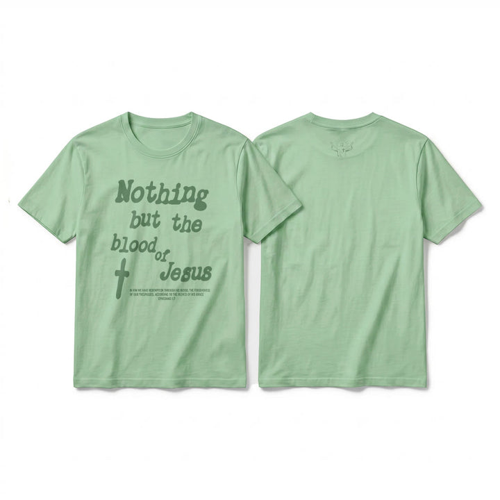 Christianartworkshop "Nothing but the blood of Jesus" Premium Short Sleeve T-Shirt - Light Green - 2XL - image 22