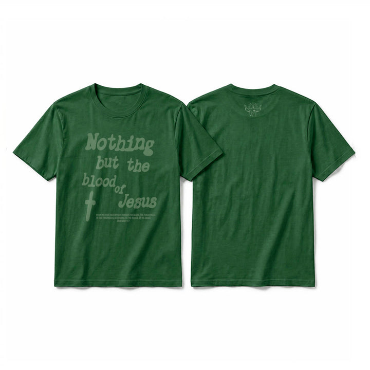 Christianartworkshop "Nothing but the blood of Jesus" Premium Short Sleeve T-Shirt - Dark Green - 2XL - image 10