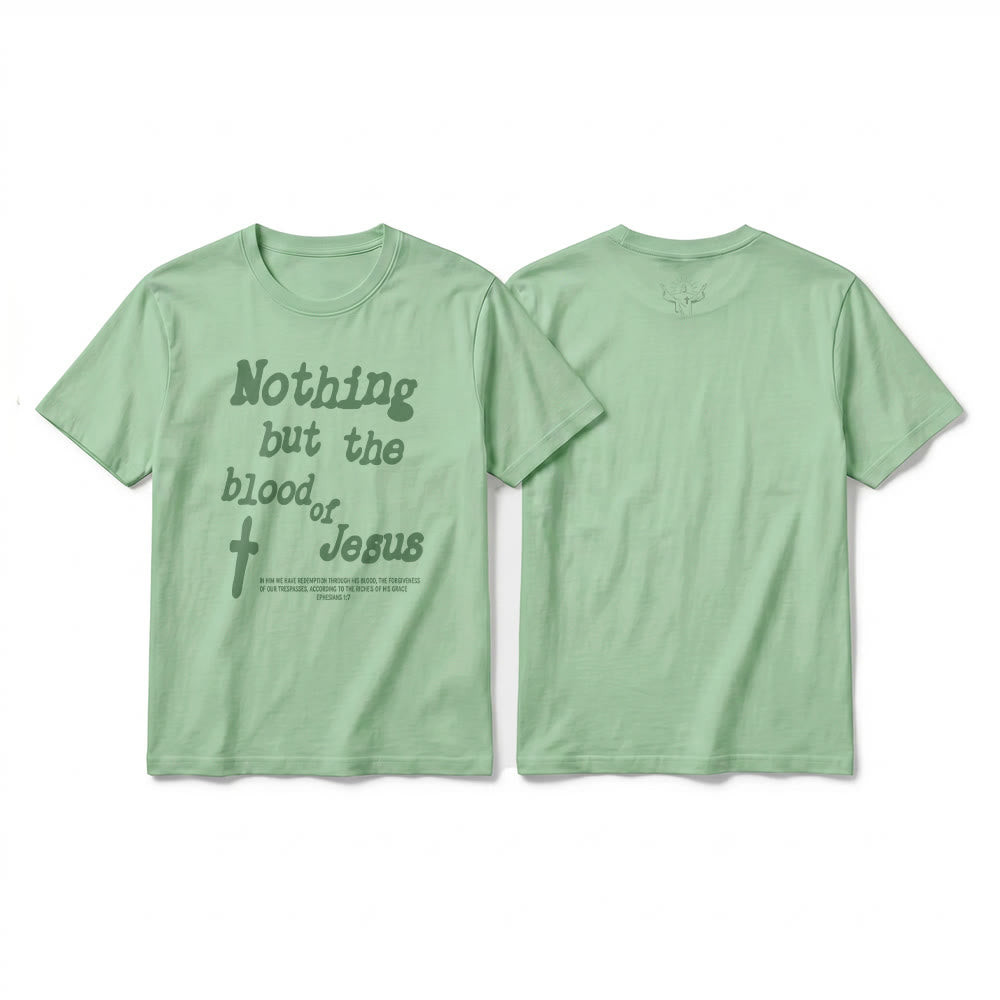 Christianartworkshop Nothing but the blood of Jesus Premium Short Sleeve T-Shirt - Light Green - 2XL - image 22