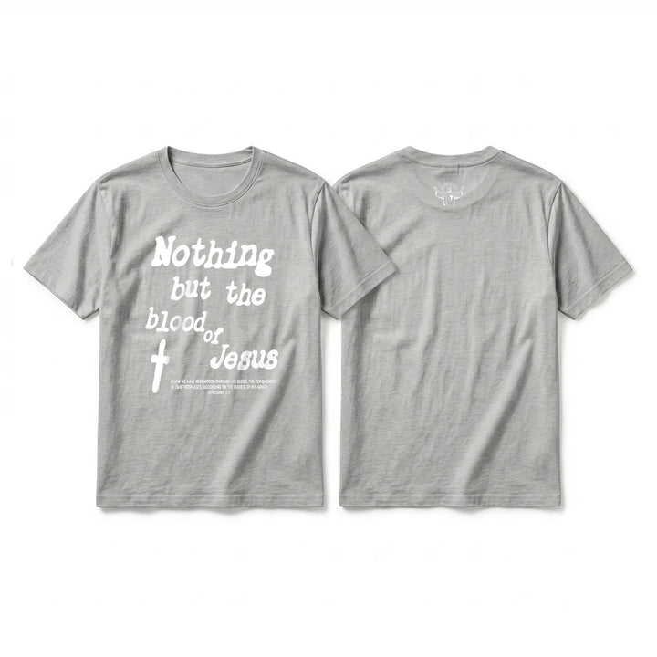 Christianartworkshop Nothing but the blood of Jesus Premium Short Sleeve T-Shirt - Grey - 2XL - image 19