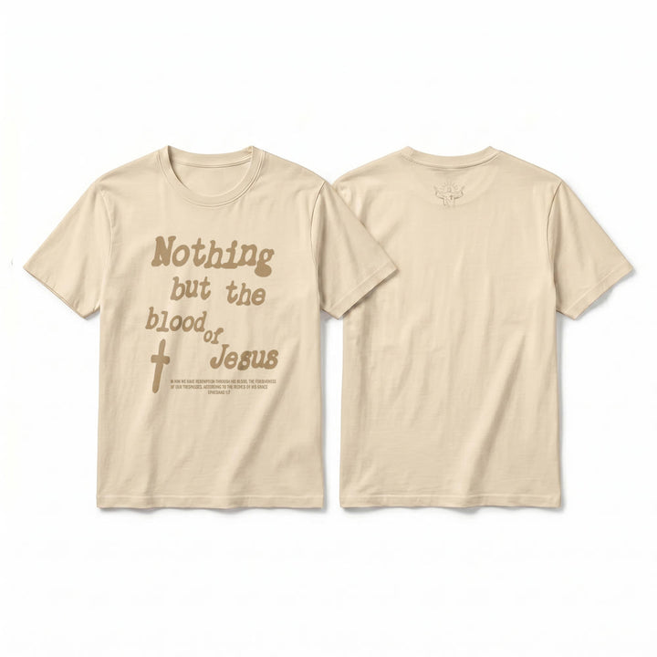 Christianartworkshop "Nothing but the blood of Jesus" Premium Short Sleeve T-Shirt - Beige - 2XL - image 7