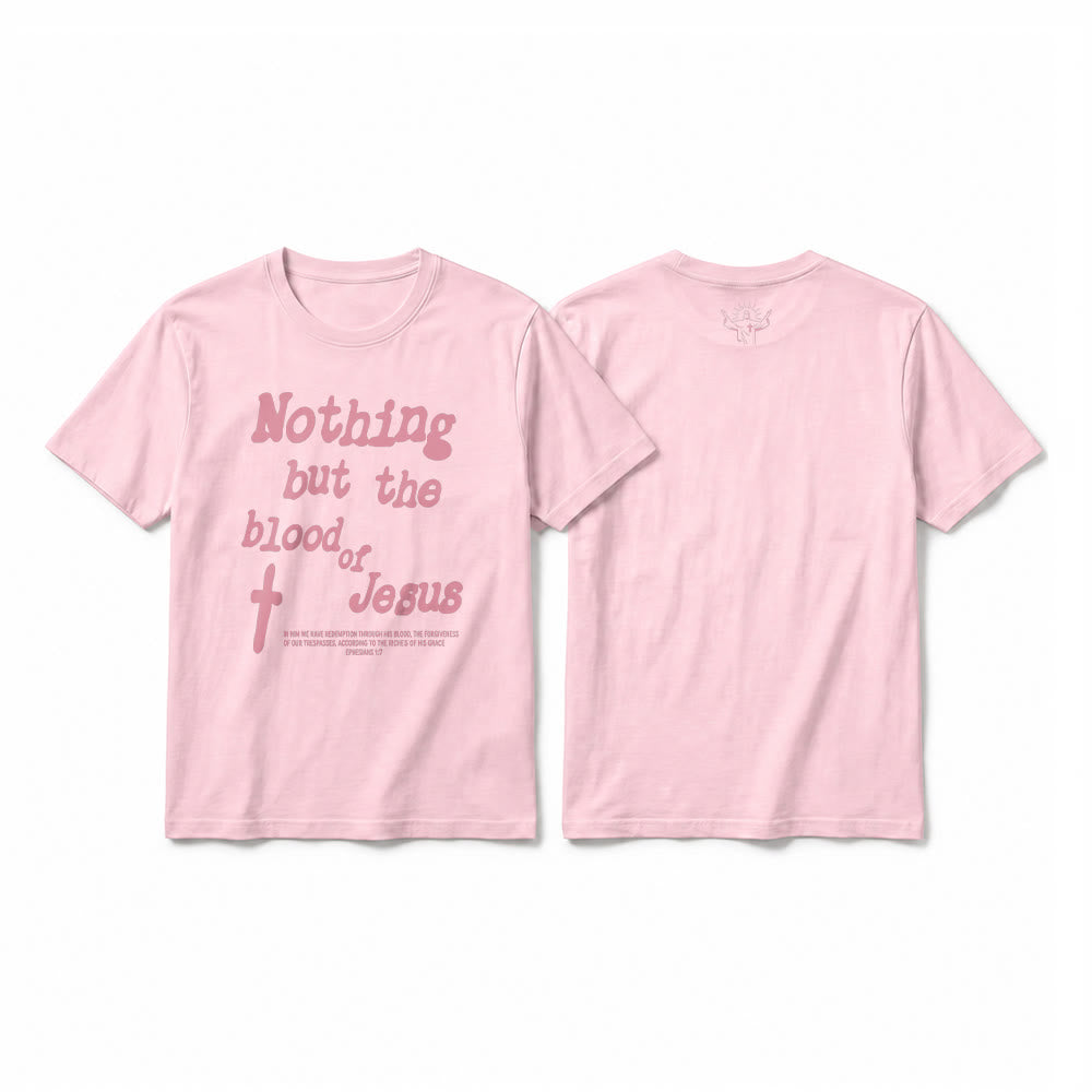 Christianartworkshop Nothing but the blood of Jesus Premium Short Sleeve T-Shirt - Pink - 2XL - image 25