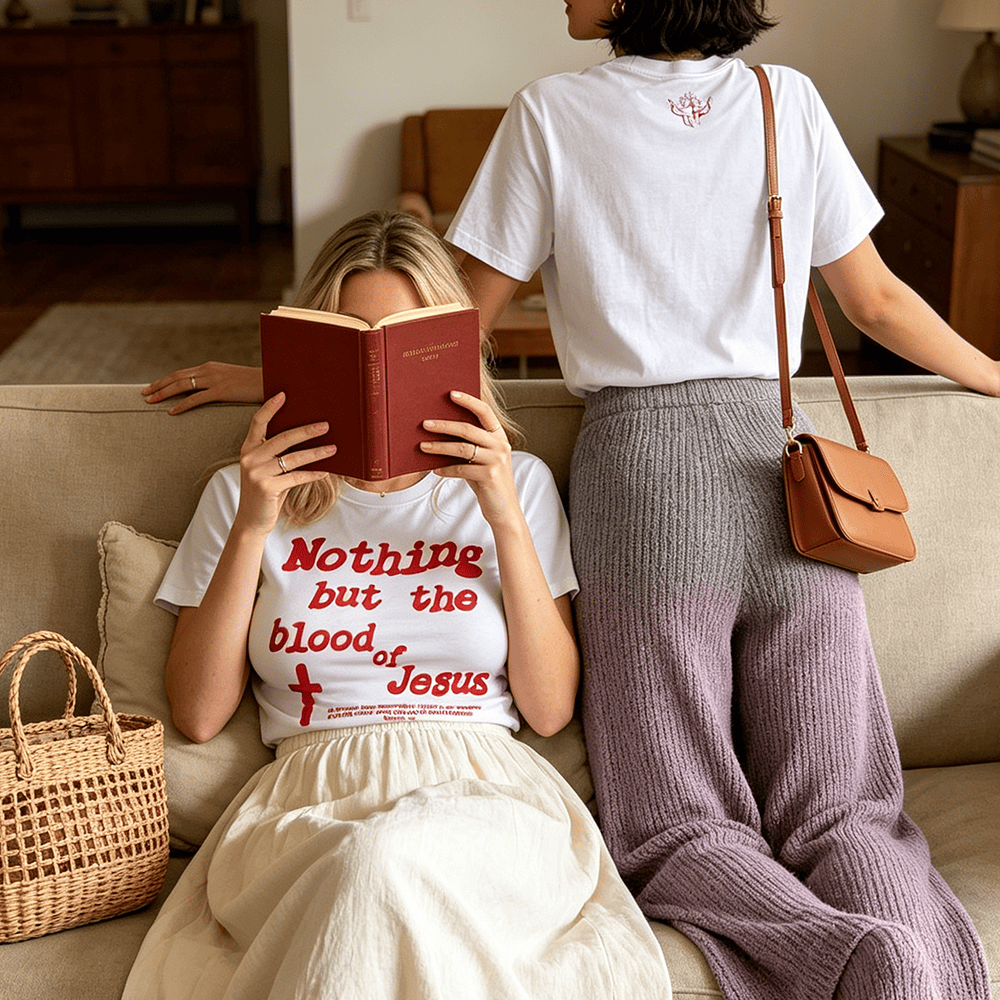 Christianartworkshop Nothing but the blood of Jesus Premium Short Sleeve T-Shirt - image 0