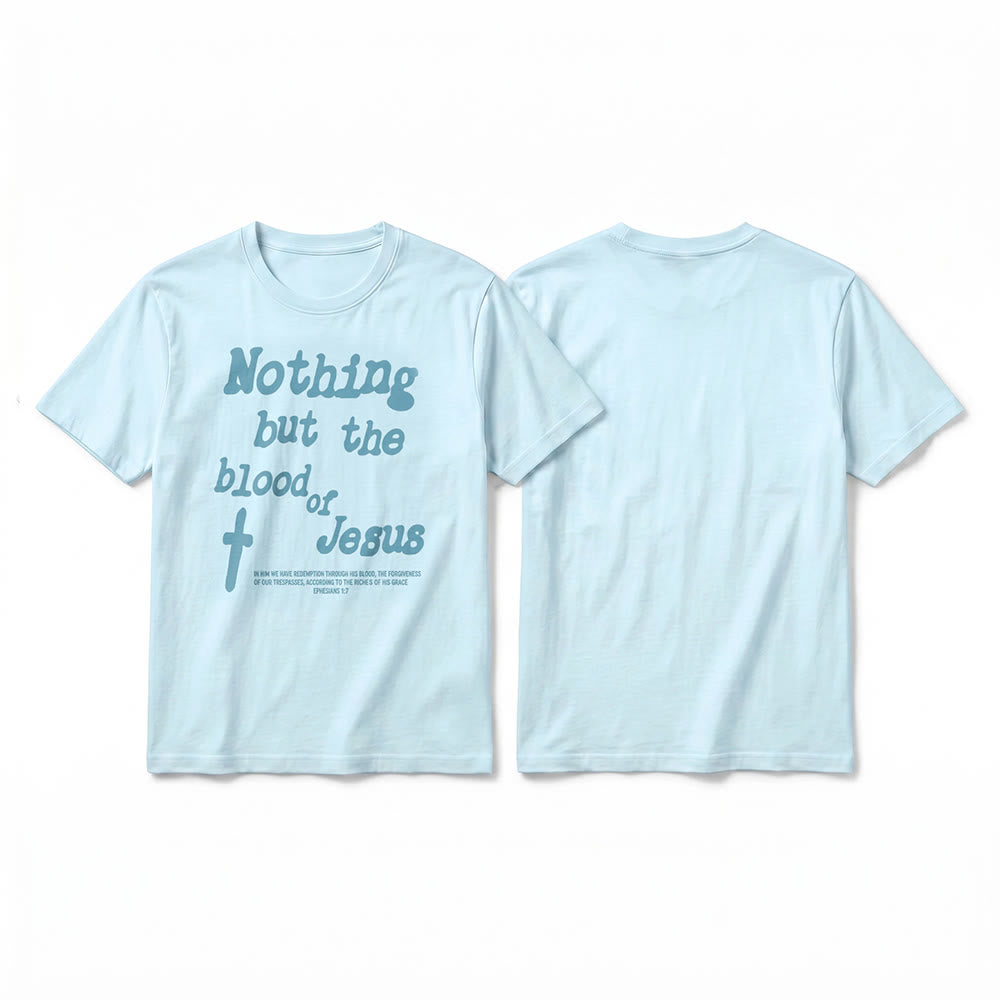 Christianartworkshop Nothing but the blood of Jesus Premium Short Sleeve T-Shirt - Blue - 2XL - image 13