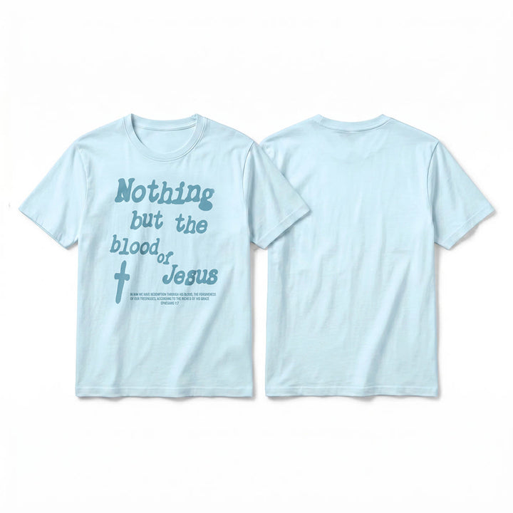 Christianartworkshop "Nothing but the blood of Jesus" Premium Short Sleeve T-Shirt - Blue - 2XL - image 13