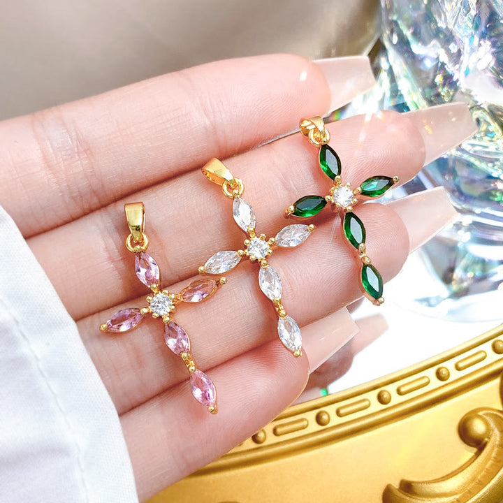 Christianartworkshop Elegant Multi-Stone Cross Necklace: Reflecting Serene Faith and Gentle Spiritual Warmth - image 3