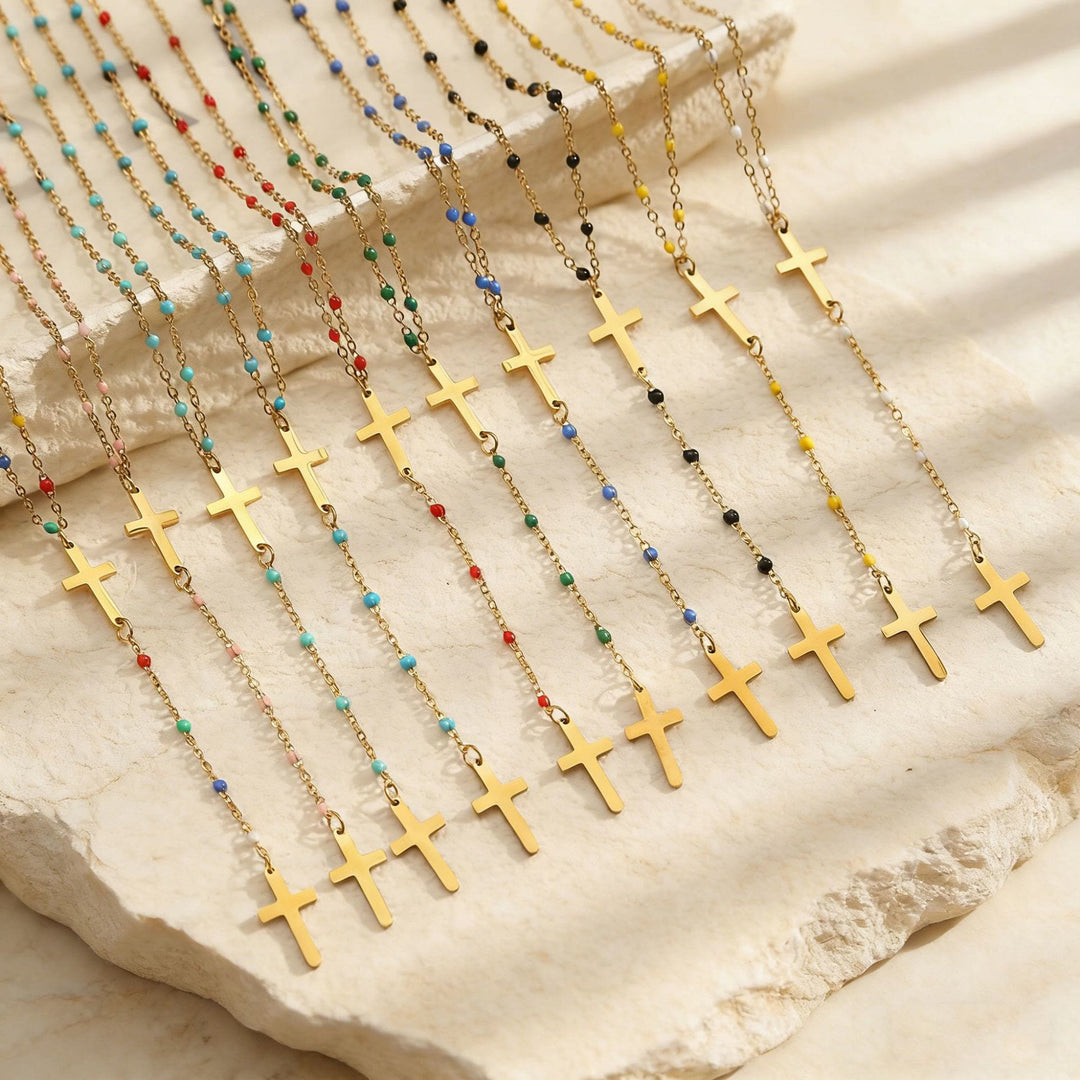 Christianartworkshop Layered Cross Drop Necklace: Embodying Steadfast Grace and Heavenly Blessing - image 1