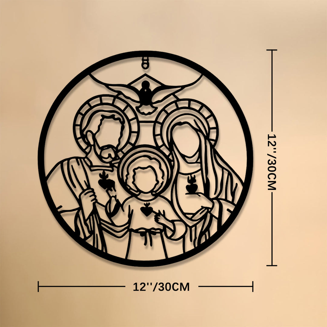 Christianartworkshop Halo & Sacred Heart Holy Family Circular Metal Hanging: Source of Inner Peace - 11.81''*11.81''*0.4''/30*30*0.1cm - image 5