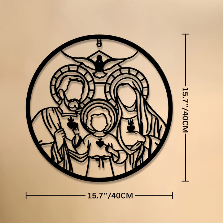 Christianartworkshop Halo & Sacred Heart Holy Family Circular Metal Hanging: Source of Inner Peace - 15.75''*15.75''*0.4''/40*40*0.1cm - image 6