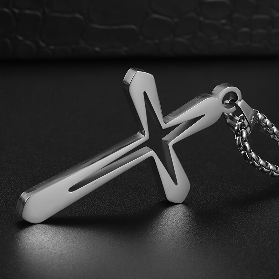 Christianartworkshop Sleek Contoured Cross Charm Necklace: Embodying Steadfast Grace and Heavenly Blessing - image 6