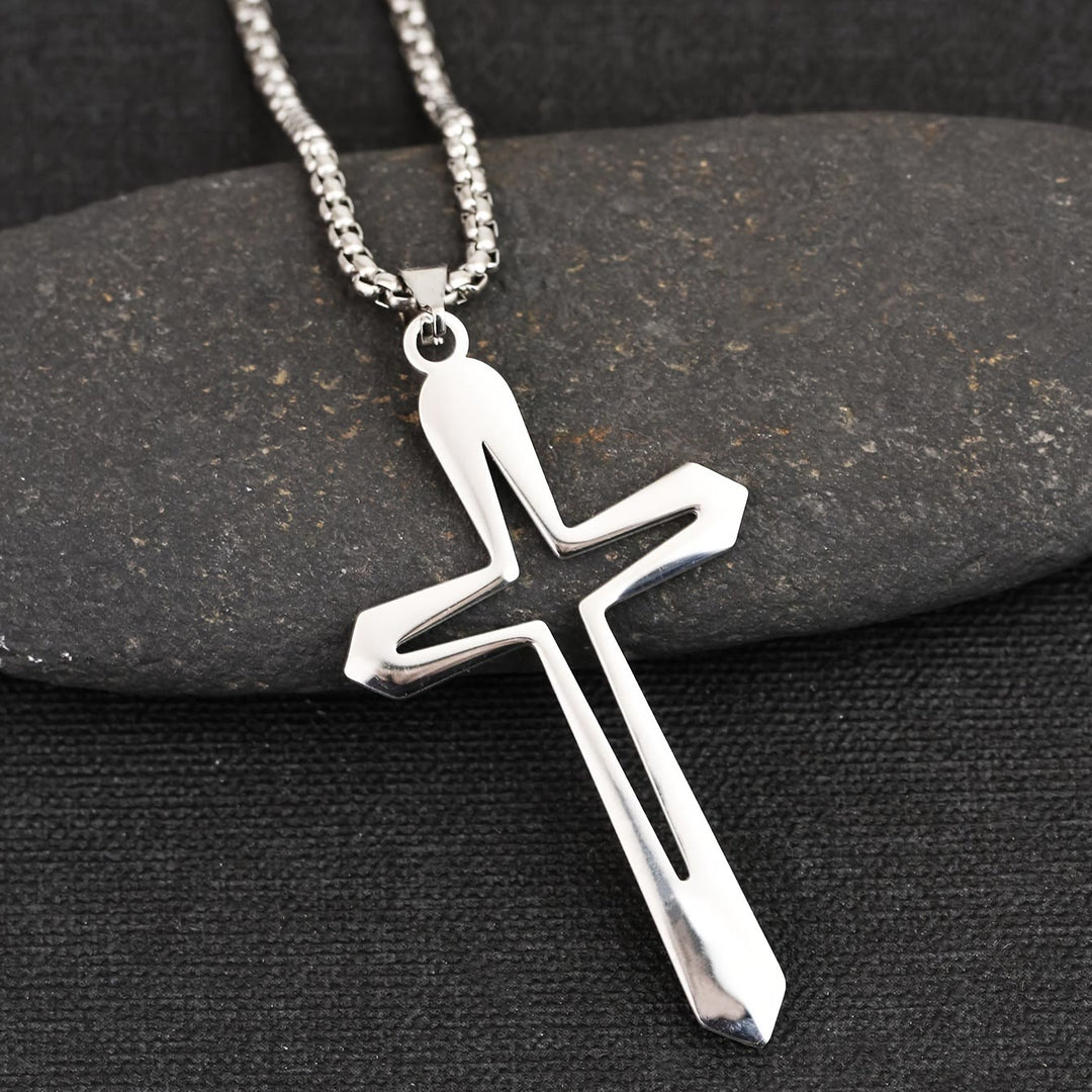 Christianartworkshop Sleek Contoured Cross Charm Necklace: Embodying Steadfast Grace and Heavenly Blessing - image 4