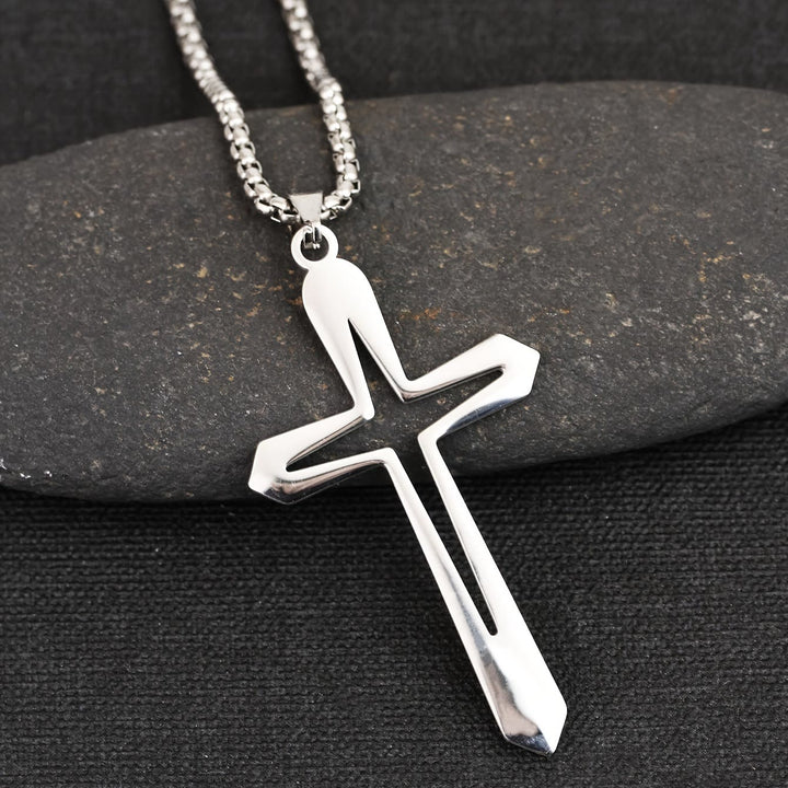 Christianartworkshop Sleek Contoured Cross Charm Necklace: Embodying Steadfast Grace and Heavenly Blessing - image 4