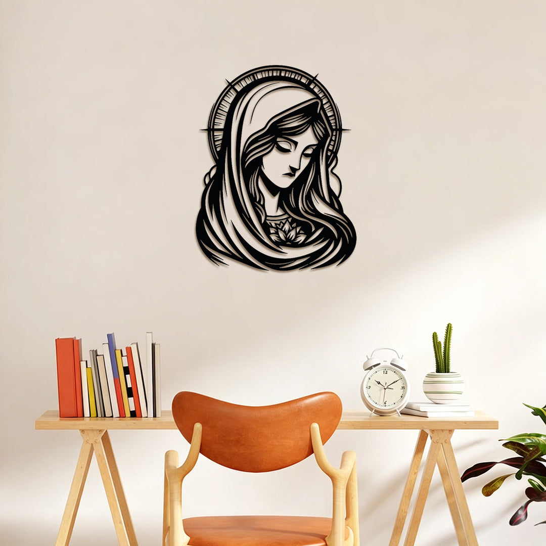 Christianartworkshop Serene Our Lady Halo Metal Wall Art: Emblem of Tender Maternal Grace - image 4