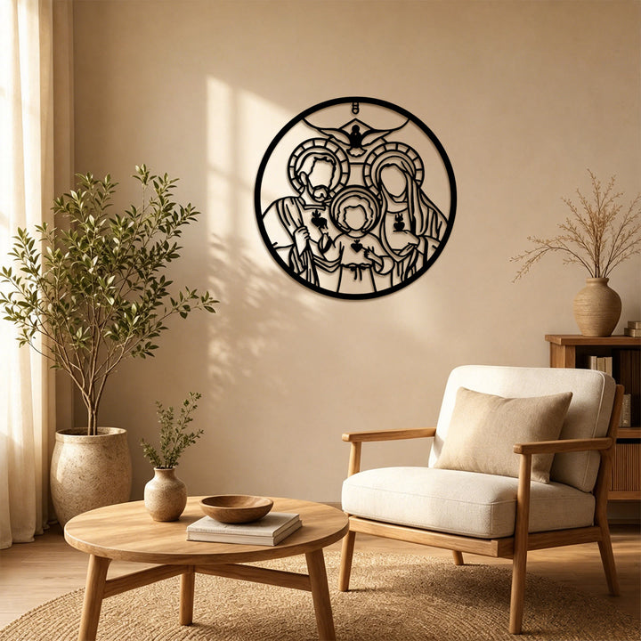 Christianartworkshop Halo & Sacred Heart Holy Family Circular Metal Hanging: Source of Inner Peace - image 2