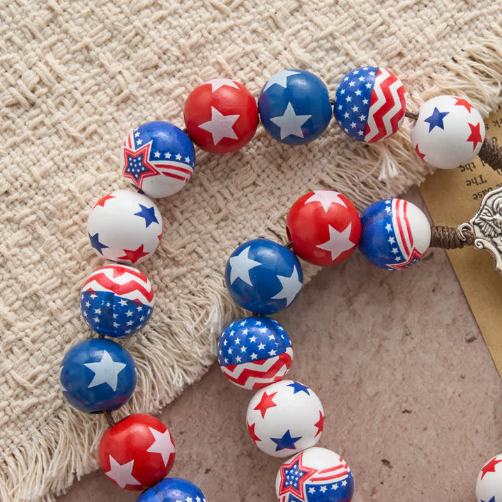 FREE Today: Two-Style Patriotic American Flag Cross Rosary with Red White Blue Stars & Stripes Beads - image 6