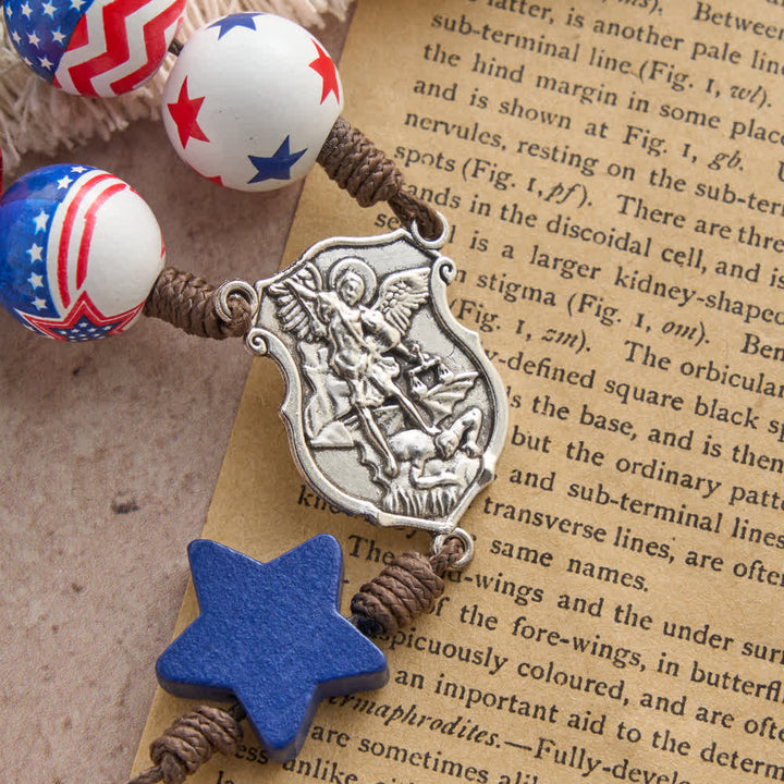 Christianartworkshop Two-Style Patriotic American Flag Cross Rosary with Red White Blue Stars & Stripes Beads - image 7