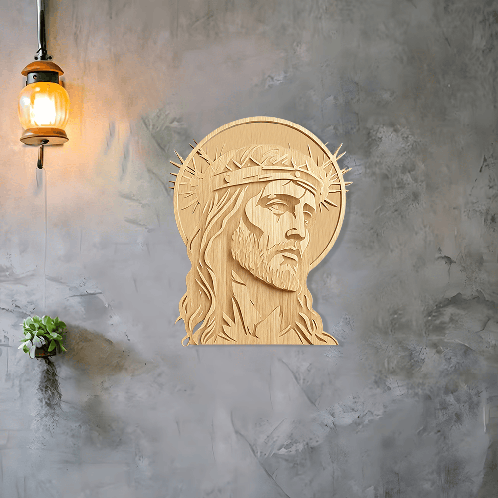 Christianartworkshop Timeless Thorn Crown Holy Face Wooden Wall Plaque: Emblem of Mercy and Sacrifice - image 2