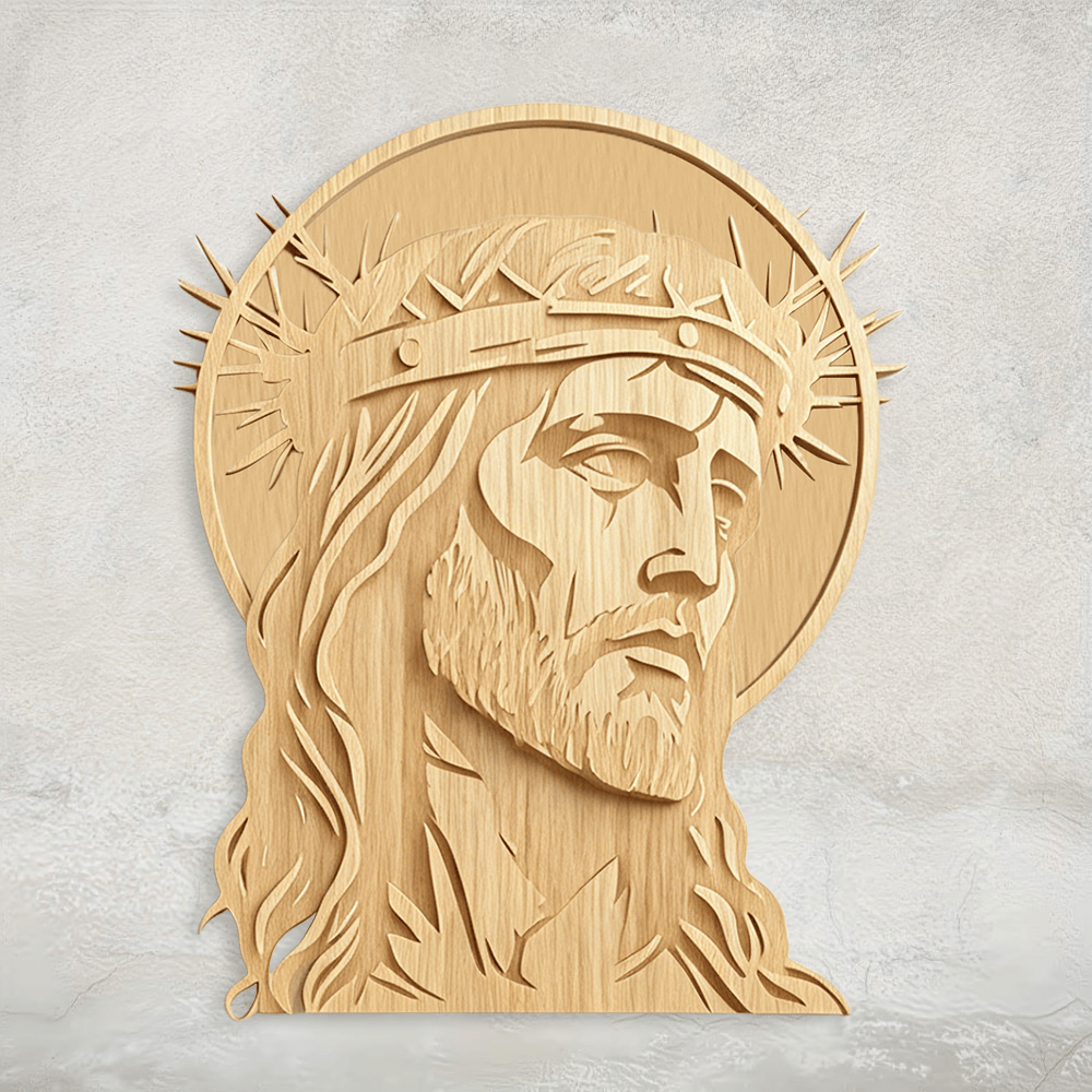 Christianartworkshop Timeless Thorn Crown Holy Face Wooden Wall Plaque: Emblem of Mercy and Sacrifice - image 3