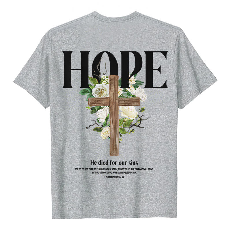 Christianartworkshop Hope Cross Print T-Shirt - Grey - 2XL - image 8