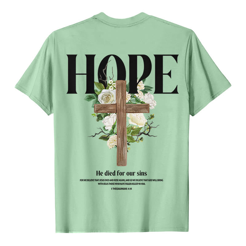 Christianartworkshop Hope Cross Print T-Shirt - Light Green - 2XL - image 5