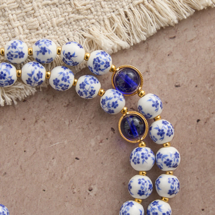 Christianartworkshop Blue & White Floral Ceramic Rosary with Elegant Marian Devotion - image 7
