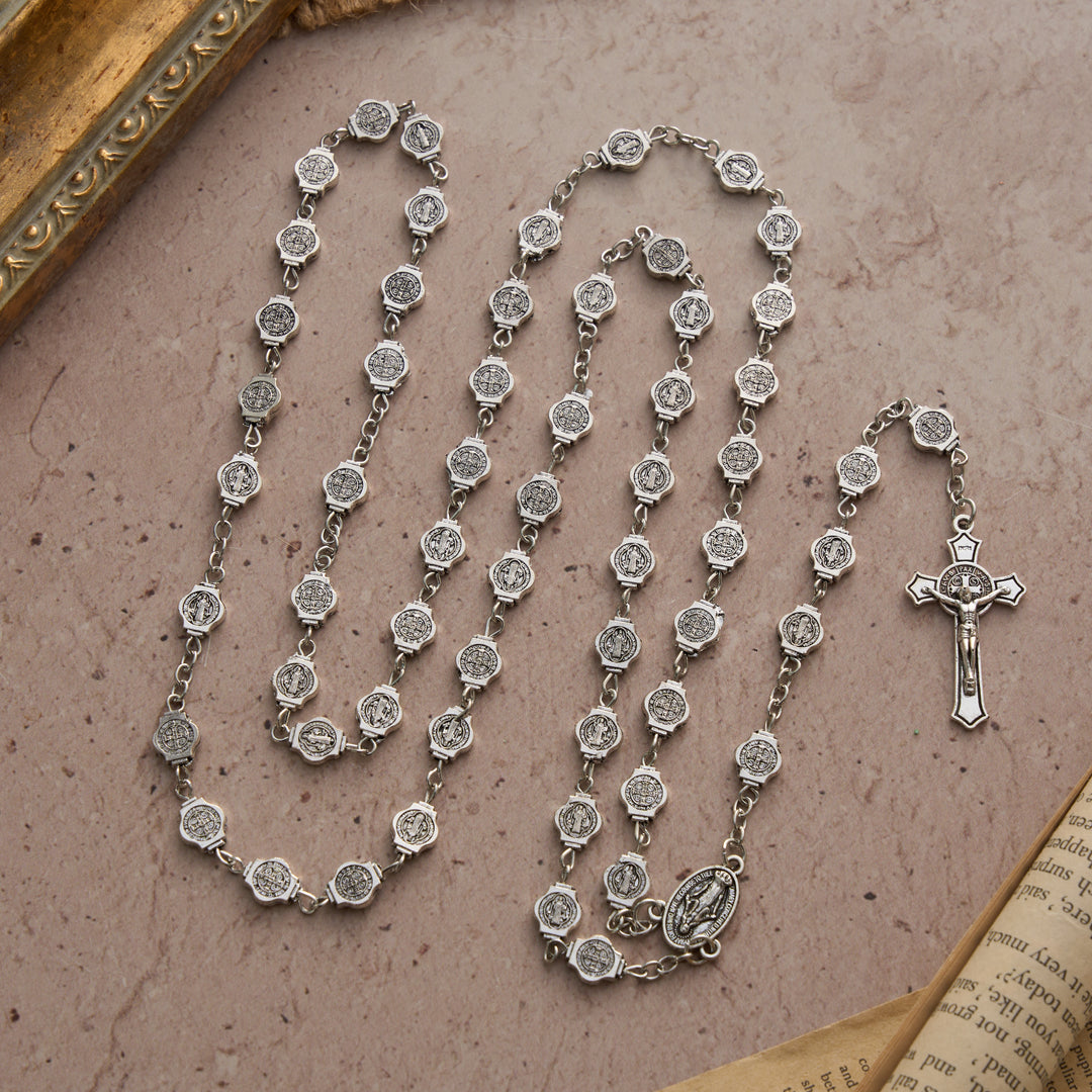 FREE Today: Octagonal St. Benedict Medal Rosary with Crucifix Pendant: A Symbol of Divine Protection & Steadfast Prayer - image 3