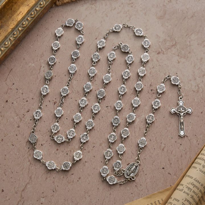 FREE Today: Octagonal St. Benedict Medal Rosary with Crucifix Pendant: A Symbol of Divine Protection & Steadfast Prayer - image 3