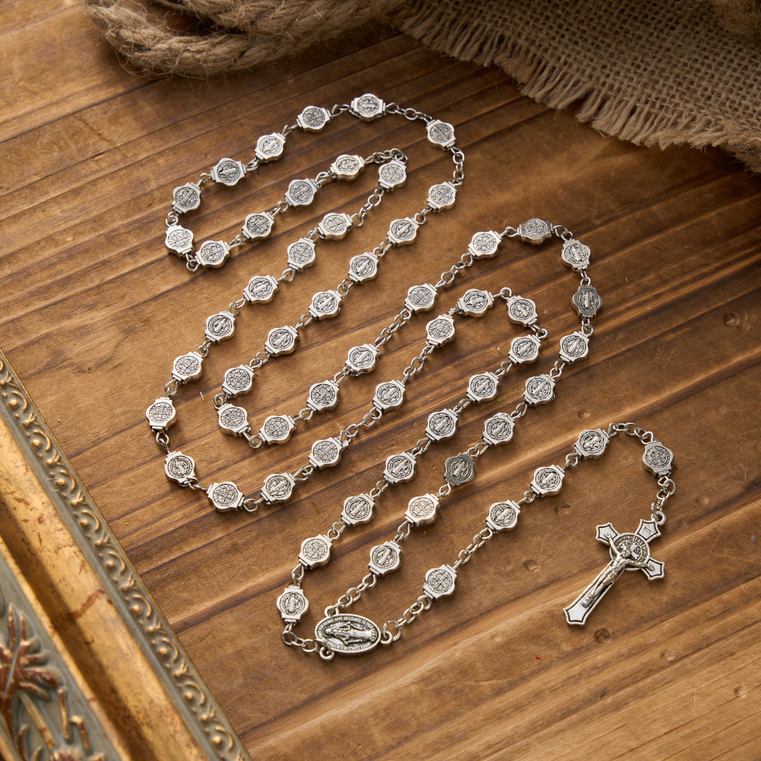 Christianartworkshop Octagonal St. Benedict Medal Rosary with Crucifix Pendant: A Symbol of Divine Protection & Steadfast Prayer - St.Benedict Rosary - image 0