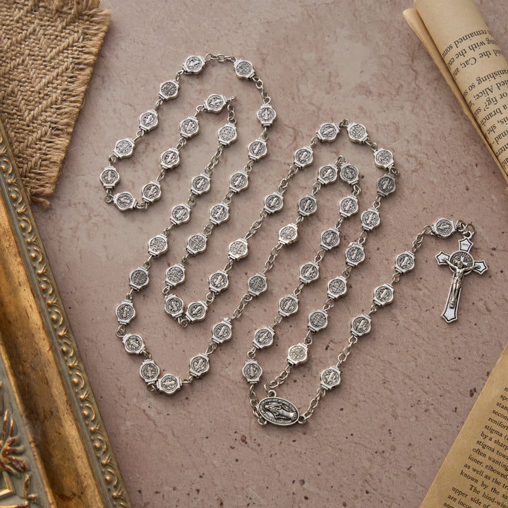 FREE Today: Octagonal St. Benedict Medal Rosary with Crucifix Pendant: A Symbol of Divine Protection & Steadfast Prayer - image 2