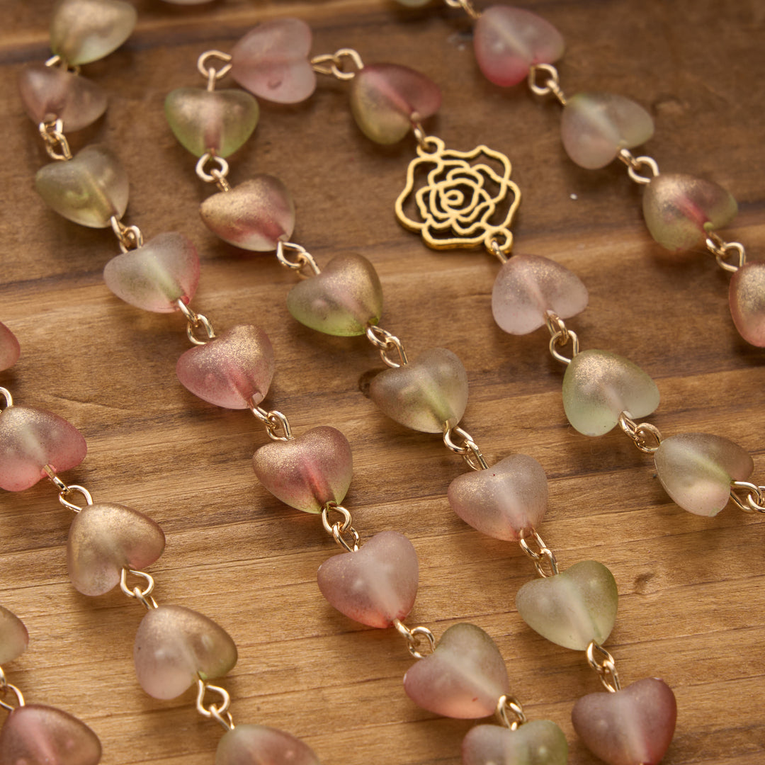 FREE Today: Gradient Frosted Heart Glass Bead Seven Sorrows Rosary with Our Lady Portrait Pendant - image 18